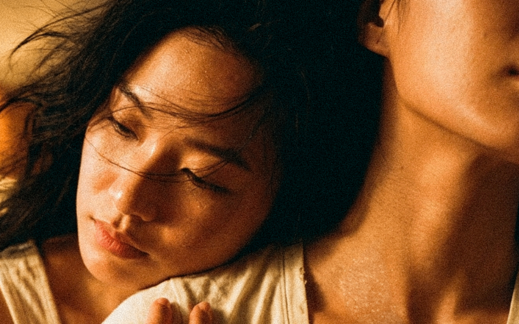 An intimate moment of closeness between two people