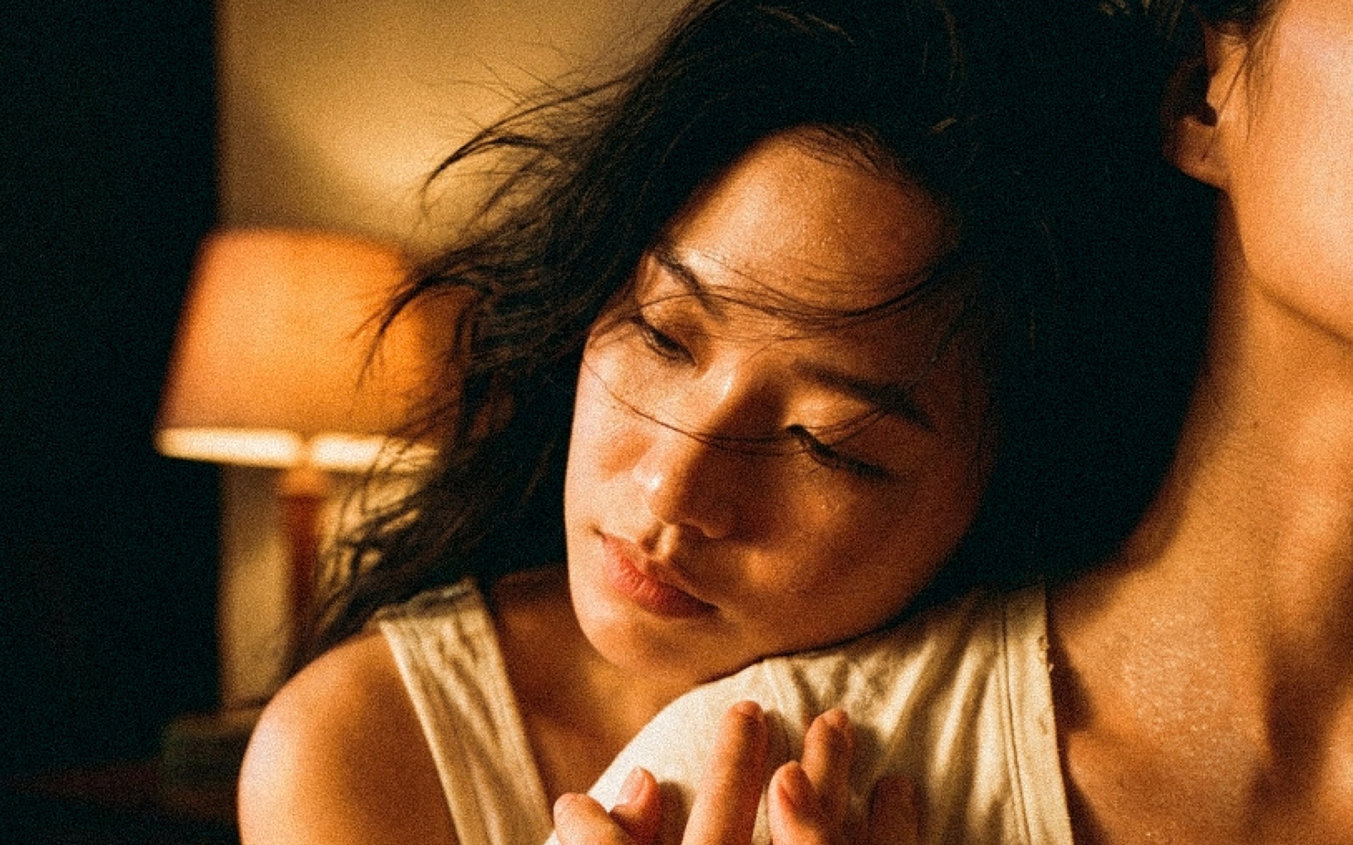 An intimate moment of closeness between two people